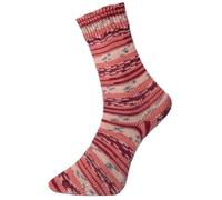 Pro Lana Golden Socks 6-fach Fashion 4 686 - rot/pfirsich/grau