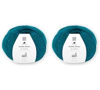 Pro Lana Golden Socks Alpaka, 100 g/390 m, 70% Alpaka, 30% Polyamid, 4-fädig, superweiche Sockenwolle (69 petrol mel.) (Packung mit 2)