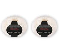 PRO LANA Merino Pur 125 - Farbe: 01-50 g/ca. 125 m Wolle (Packung mit 2)