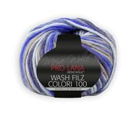 PRO LANA Wash-Filz Colori 100 - Farbe: Blau/Braun (701) - 100 g/ca. 100 m Wolle
