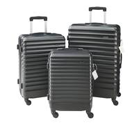 pro.tec Koffer Set 3-teilig Pona Reisekoffer ABS Hartschalenkoffer mit 4 Rollen Handgepäck leicht Trolley mit Waage TSA Zahlenschloss Schwarz