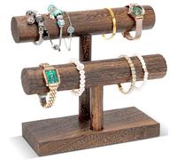 ProCase 2 Etagen Holz T-Form Armband Halter Schmuckständer -Braun | Armband Ständer Uhrenhalter Schmuckaufbewahrung Abnehmbar für Halsketten Armreifen Armband Uhren Haargummi Zuhause Juwelier