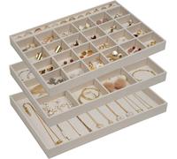 Procase Muttertagsgeschenk, Set mit 3 stapelbaren Schmucktabletts, Organizer f r Schubladen, Schmuckschubladeneinsatz, Trennwand, Schmuckaufbewahrung