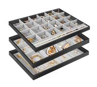 Procase Muttertagsgeschenk, Set mit 3 stapelbaren Schmucktabletts, Organizer f r Schubladen, Schmuckschubladeneinsatz, Trennwand, Schmuckaufbewahrung