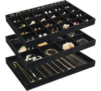 Procase Muttertagsgeschenk, Set mit 3 stapelbaren Schmucktabletts, Organizer f r Schubladen, Schmuckschubladeneinsatz, Trennwand, Schmuckaufbewahrung