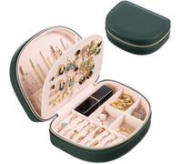 ProCase Travel Size Jewelry Box Small Portable Seashell-shaped Jewelry Case 2 Layer Mini Jewelry Organizer in PU Leather Earring Necklace Bracelet