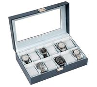 ProCase Uhrenbox mit 12 Fächern, Uhrenkasten mit Glasdeckel, Uhrenkoffer mit Uhrenkissen, Uhrenaufbewahrung, Premium-Uhrenschatulle, PU-Leder Uhrenkasten, Watch Box für Herren - 12 Fächer, Blau