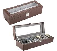 ProCase Uhrenbox Uhren Kasten Aufbewahrungsbox mit 6 Gitter, 6 Steckplätze Uhrenschachtel Watch Display Box Organizer Watch Box für Herren -Espresso