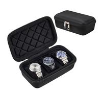 ProCase Uhrengehäuse Reise-Uhrenetui mit 3 Fächern, Tragbare Uhrenbox Aufbewahrungsbox für Uhren, Watch Travel Case Organizer für Damen Herren -Schwarz
