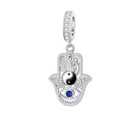 PROESS Hamsa-Charm für Armband, 925er-Sterlingsilber, böser Blick, Hamsa-Hand-Anhänger, Yin-Yang-Schlüsselanhänger, Schmuck, Geschenke für Frauen