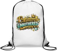 Professionally Unbothered Bold Lettering Gym Sack Casual Drawstring Bag White