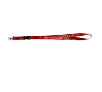 Professionelles Schlüsselband für den Rettungsdienst - Lanyard mit abnehmbarem Schlüsselteil | 20 mm Bandbreite | Metall-Karabinerhaken | 99 cm Länge | In Rot oder Blau mit Aufschrift "RETTUNGSDIENST"