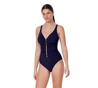 Profile by Gottex Damen Tutti Frutti D-Cup V-Neck Gold Beaded One Piece Badeanzug, Marineblau, (14) D