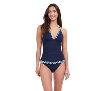 Profile by Gottex Harmony Blue Damen-Tankini, Rüschenbesatz, Neckholder, Badeanzug, Top, Badezubehör, stilvolle Strandmode, Blau, 36