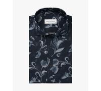 Profuomo Slim Fit Hemd dunkelblau, Blumen