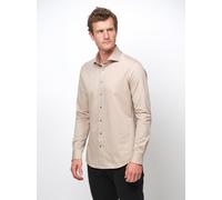 Profuomo Slim Fit Jerseyhemd beige, Einfarbig