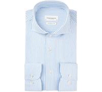 Profuomo Hemd Japanese Knitted Blau Streifen - Größe 45 (3XL) Hellblau 45