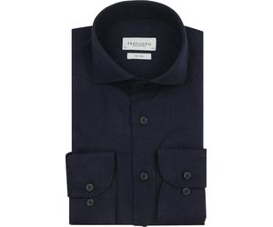 Profuomo Hemd Peached Twill Flanell Navy - Größe 38 Dunkelblau 38