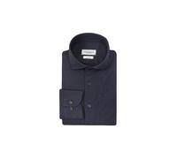 Profuomo Slim Fit Flanellhemd dunkelblau, Einfarbig