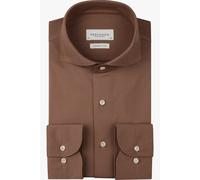 Profuomo Japanese Knitted Slim Fit Jerseyhemd braun, Einfarbig