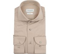 Profuomo Slim Fit Jerseyhemd beige, Einfarbig