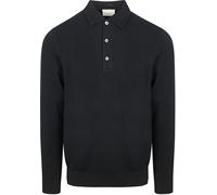 Profuomo Luxury Regular Fit Longsleeve Poloshirt dunkelblau, Einfarbig