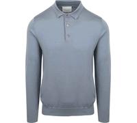 Profuomo Langarm - Longsleeve Poloshirt Merinowolle Blau - Größe M Blau M