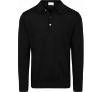 Profuomo Langarm - Longsleeve Poloshirt Merinowolle Schwarz - Größe L Schwarz L