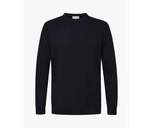 Profuomo - Marineblauer Wollmix Ripp Rundhals navy - Gr. - L