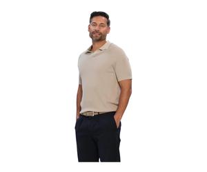 Profuomo - Polo Open Collar Rib - - Tops - Herren - Beige - XL