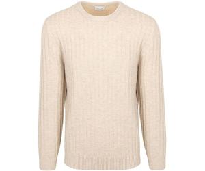 Profuomo Pullover Rib Wool Blend Sand - Größe L Beige L