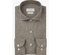 Profuomo Slim Fit Leinenhemd braun, Einfarbig