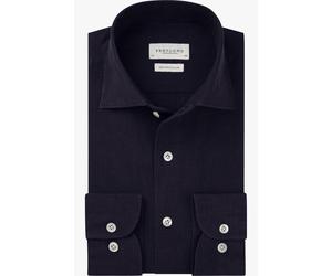 Profuomo Slim Fit Leinenhemd dunkelblau, Gestreift