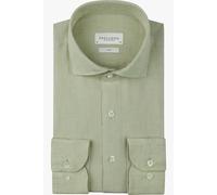 Profuomo Slim Fit Leinenhemd grün, Einfarbig