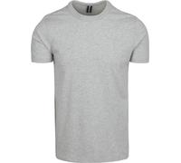 Profuomo Slim Fit T-Shirt Rundhals hellgrau, Einfarbig