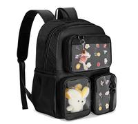 Prokva Ita Bag Pin Display Rucksack mit Einsatz, Kawaii Aesthetic Rucksack mit Laptop-Hülle für Cosplay und Konzert, Schwarz (Pins nicht Enthalten, Patent Design)