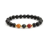Prometis Traffic Light Gemstones Paired with Rosewood Beads Bracelet - Red, Yellow, Green Gemstones for Prosperity, Attract Abundance, Good Luck Feng Shui, Spiritual Mood Energy Protection