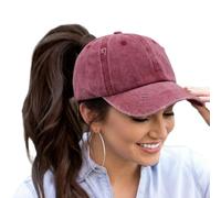 ProMindFun Womens Ponytail High Messy Bun Hats Distressed Baseball Caps Unconstructed Washed Dad Hat Girls Trucker Ponycaps
