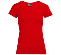 Slim-Fit V-Ausschnitt T-Shirt Damen, Rot, M