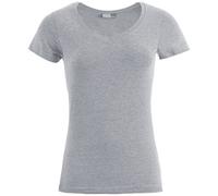 Promodoro Damen T-Shirt Slim-Fit V-Ausschnitt Sportgrau S