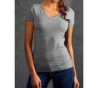 Promodoro - Women´s Slim Fit V-Neck-T Sports Grey (Heather) - Gr. - M
