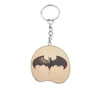Promotech Batman Superheld Logo Handgefertigter Lasergravierter Einzelstück Schlüsselanhänger aus Holz