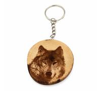 Promotech Der Wolf Schlüsselanhänger aus Holz - Handgefertigtes, Lasergraviertes Einzelstück - Symbol für Stärke & Freiheit - Geschenkidee für Natur- und Tierliebhaber