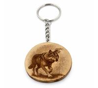 Promotech Einsamer Wolf Schlüsselanhänger aus Holz - Handgefertigter, Lasergraviertes Einzelstück - Symbol für Stärke & Freiheit, Geschenkidee für Naturfreunde
