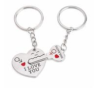 Promotech I LOVE YOU Paar-Schlüsselanhänger aus Metall - Edles 2er-Set für Verliebte mit Gravur, symbolisches Partner-Geschenk