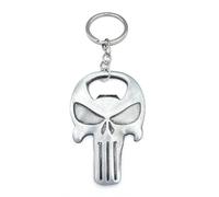 Promotech Punisher Schlüsselanhänger aus Hochwertigem Graumetall mit Integriertem Flaschenöffner - Robustes und Stilvolles Accessoire