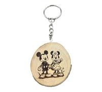 Promotech zauberhafter Mickey Mouse Laser-gravierten Naturholz-Schlüsselanhänger: Das ideale Geschenk für Erwachsene und Kinder! (Mickey & Minnie)