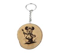 Promotech zauberhafter Mickey Mouse Laser-gravierten Naturholz-Schlüsselanhänger: Das ideale Geschenk für Erwachsene und Kinder! (Minnie Mouse)