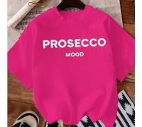 Prosecco-Mood-T-Shirts mit Slogan-Print für Damen im Frühling/Sommer, 100 % Baumwolle, Sommerkleidung, Sommertops in großen Größen, K-Pop Warrior Seri