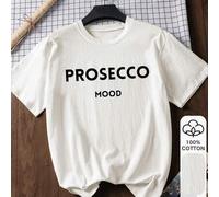 PROSECCO Schrift-Muster 100% Baumwolle Kurzarm T-Shirt für Damen, Sommer T-Shirt, Grafik T-Shirt, Casual Sommer Outfit, Baumwolle T-Shirt, Sommer Top,
